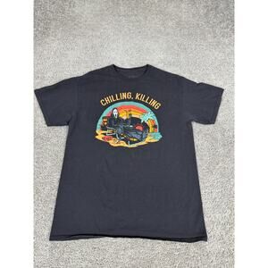 Ghost Face Shirt Mens Large Black Chilling Killing Tropical Hawaiian Funny